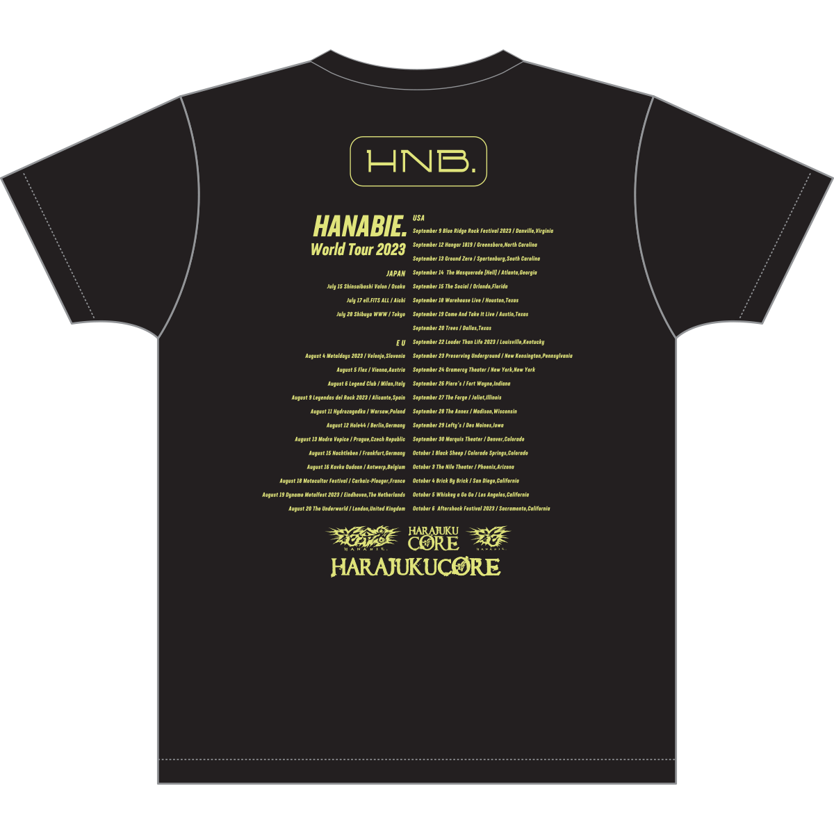 Hanabie Anime World Tour Tee back