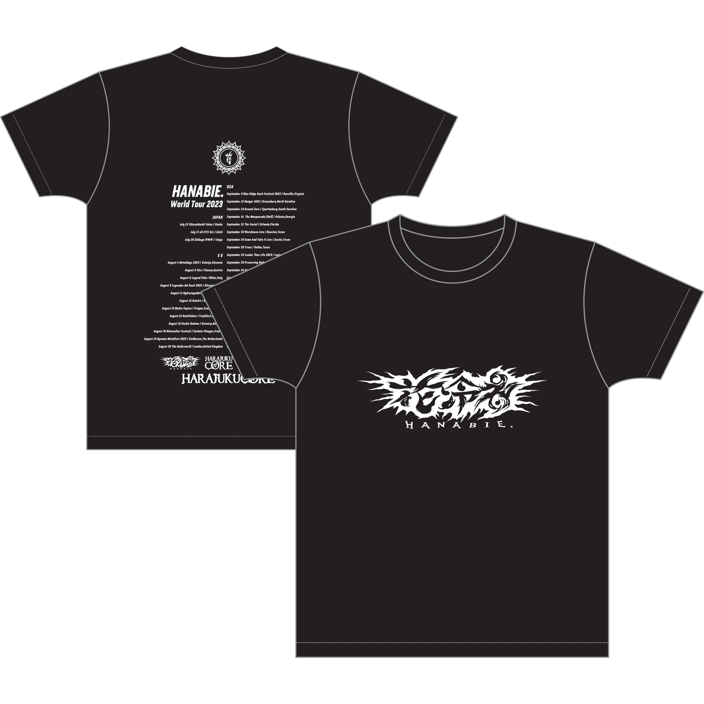 Hanabie World Tour '23 Tee front and back