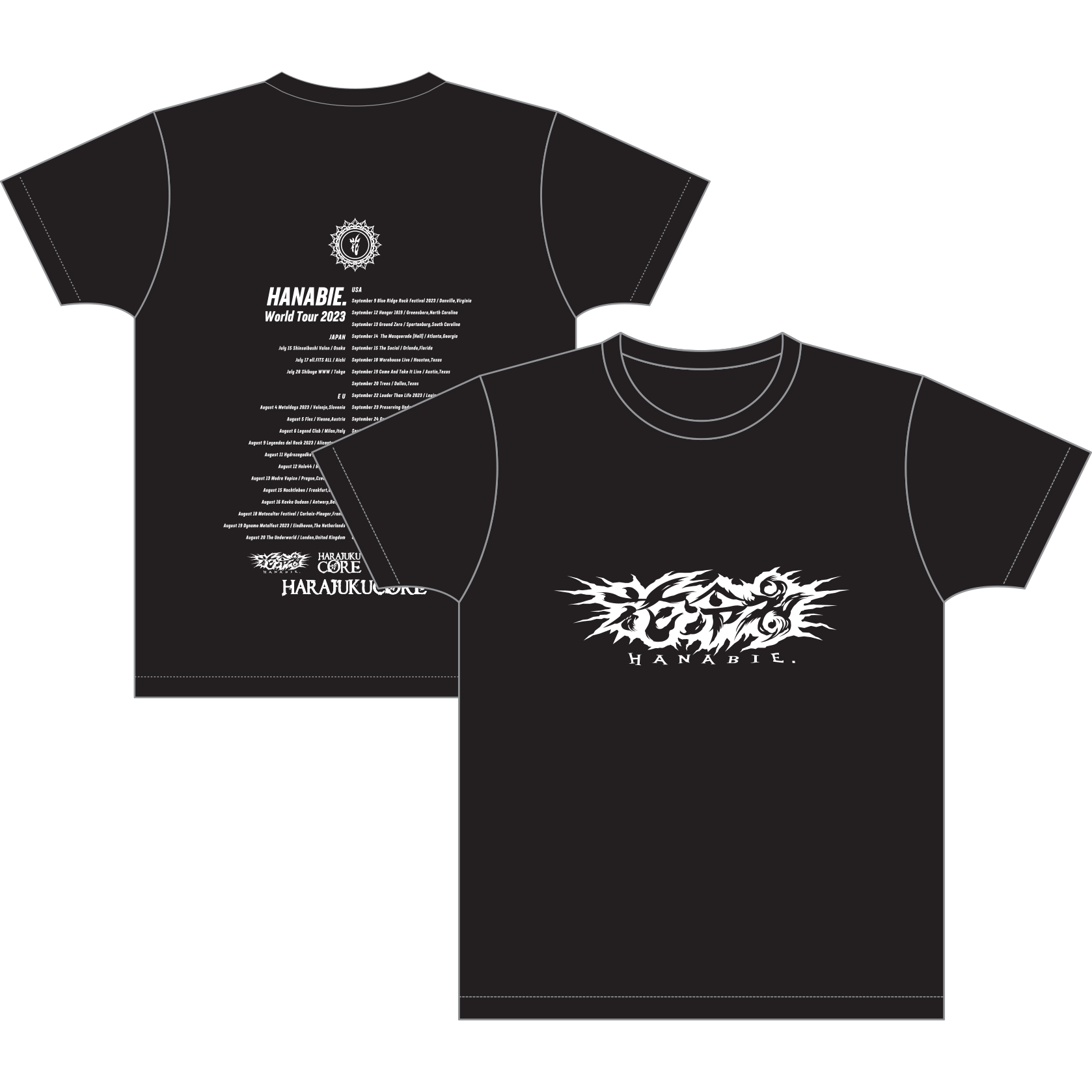 Hanabie World Tour '23 Tee front and back